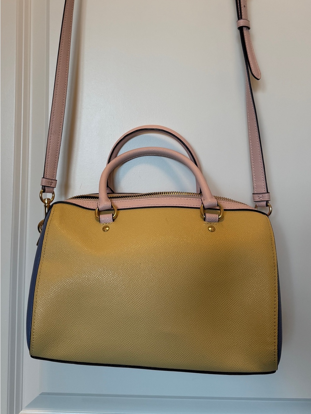 Coach Colorblock Pebble Leather Rowan Satchel in Vanilla Cream - Picture 6 of 10